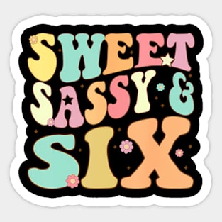 Sweet Sassy And Six Birthday For Girls 6 Year Old Sticker